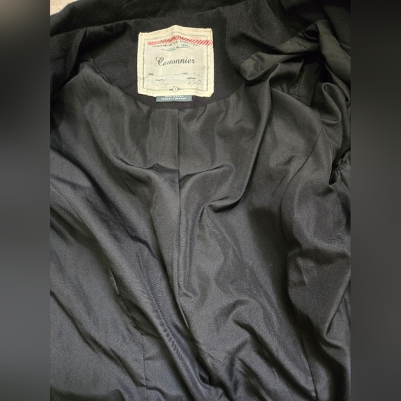 CARTONNIER ANTHROPOLGIE Olive Green Blazer With Black lapel And Ruffle. Size 2 - Picture 8 of 13